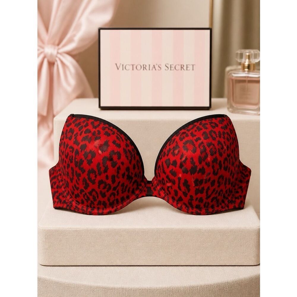 Victoria's Secret Red Leopard Print Very Sexy Push-Up Bra Size 38 D